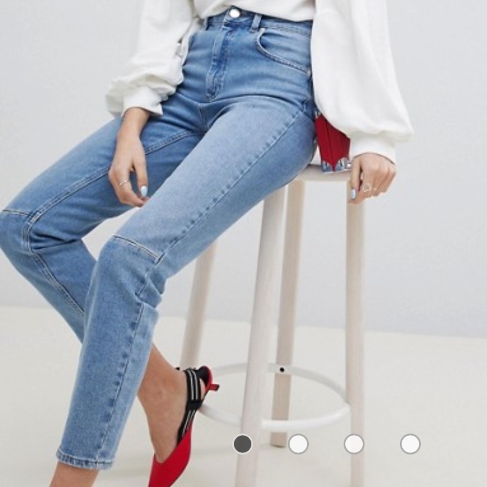 Farleigh high waist slim mom jeans with knee seam